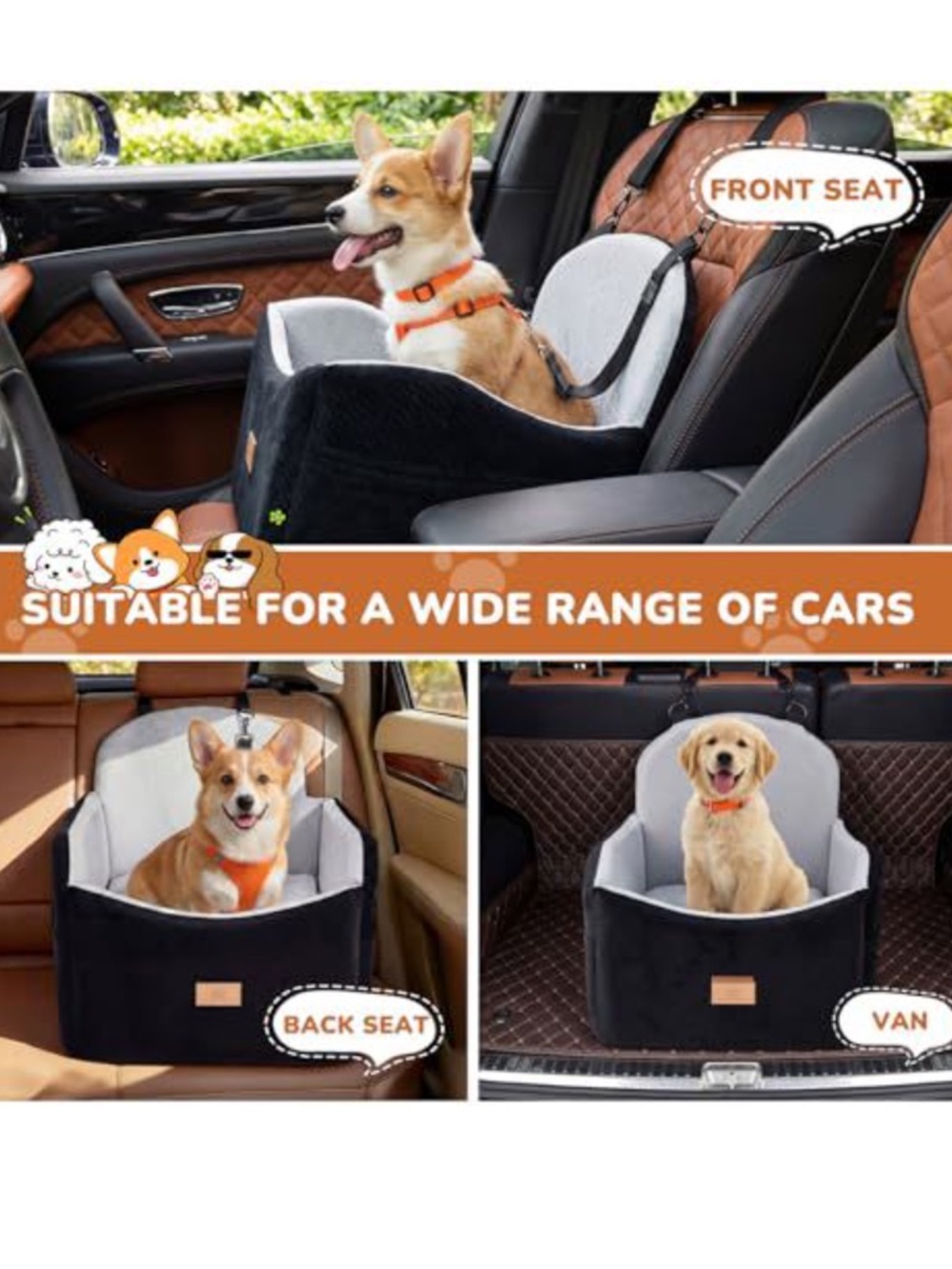 Luxybee 5” Cushion Dog Booster Car Seat Up to 40lbs with Waterproof Layer NEW - Picture 3 of 7